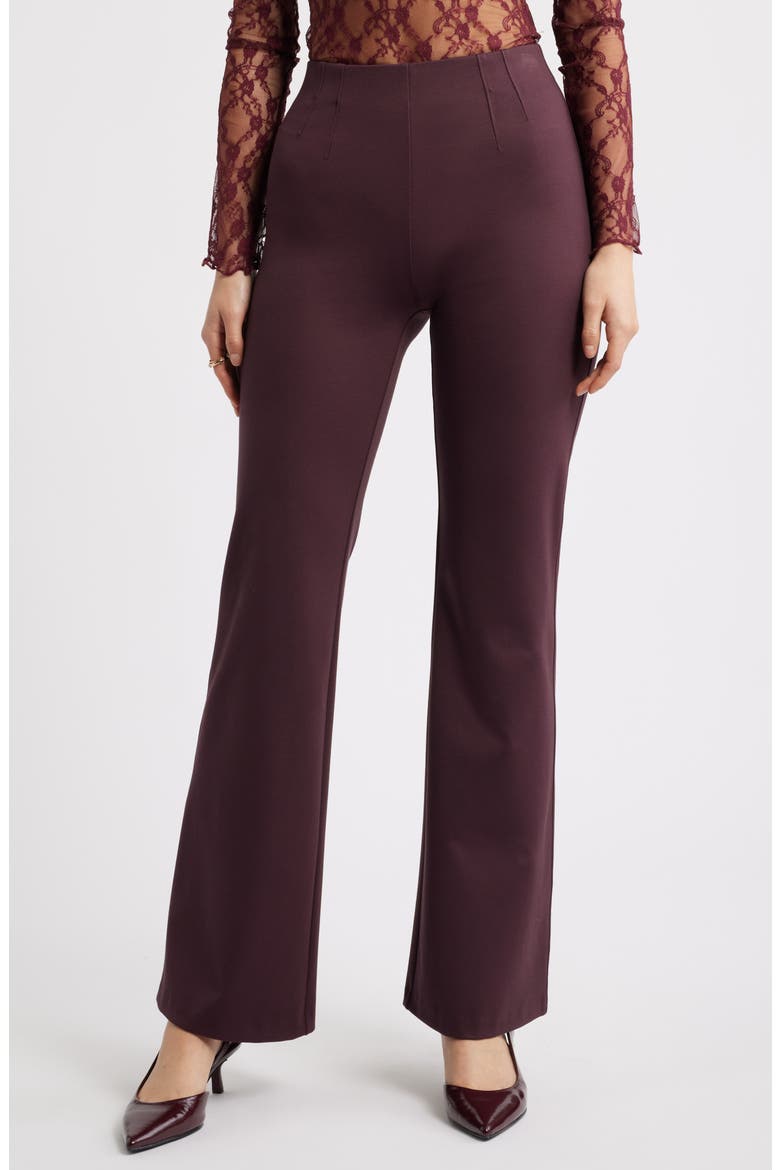 High Waist Flare Pants, Main, color, BURGUNDY FUDGE