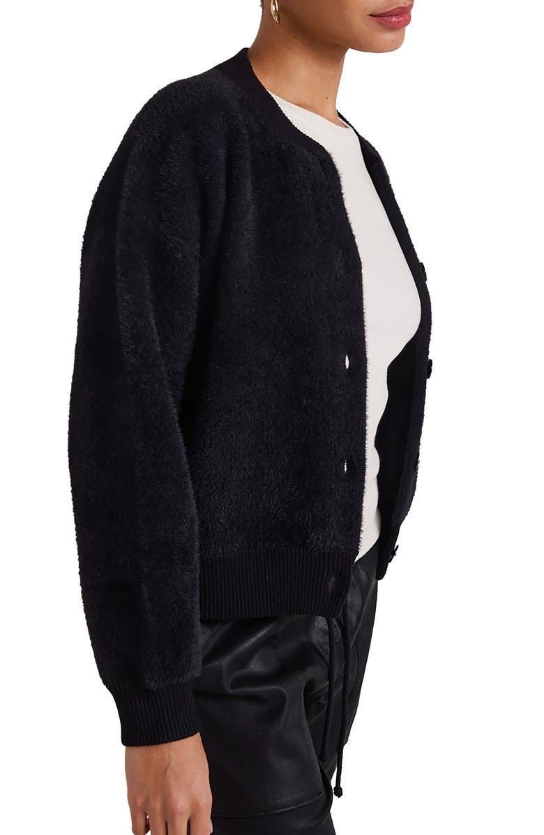 Bella Dahl Fuzzy Bomber Jacket, Alternate, color, Black