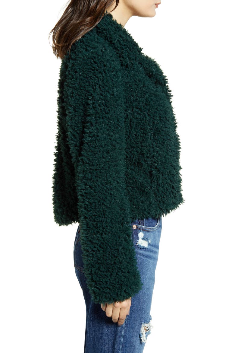 Faux Fur Teddy Coat, Alternate, color, GREEN BOTANICAL