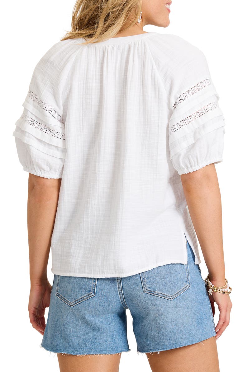 Tommy Bahama Lace Inset Cotton Gauze Button-Up Shirt, Alternate, color, White