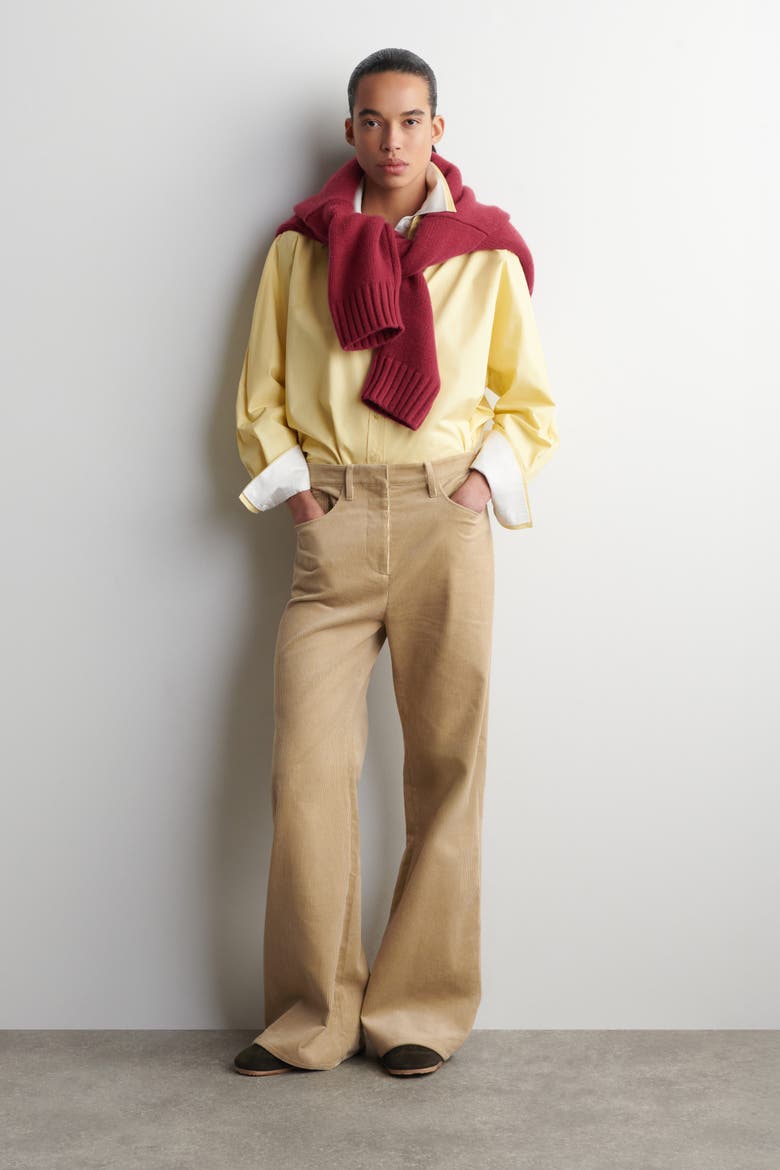 Corduroy Straight-Leg Pants, Main, color, BEIGE