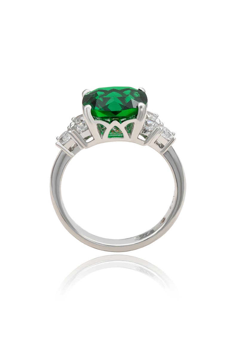 Cushion Cut Cubic Zirconia Engagement Ring, Alternate, color, GREEN