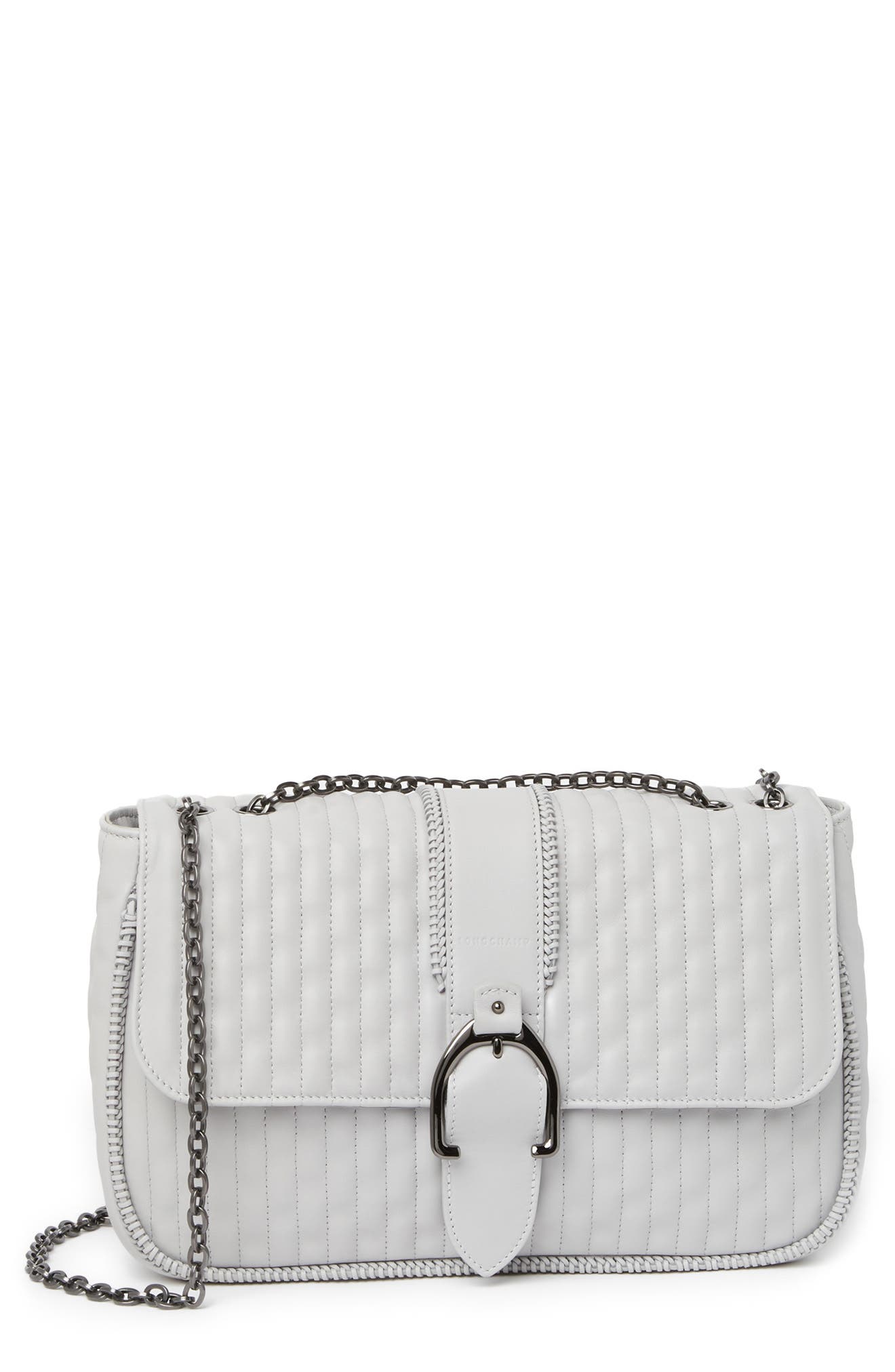 Longchamp Leather Medium Crossbody Bag, Main, color, Pearl