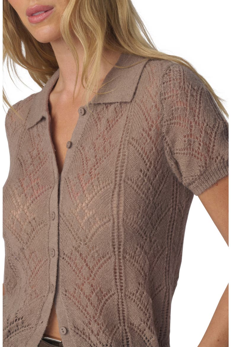 The Davey Open Stitch Short Sleeve Cardigan, Alternate, color, MINK