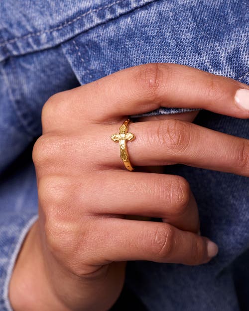 Electric Picks Cross Ring In Gold
