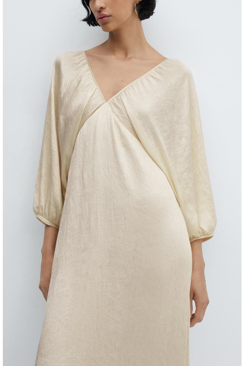 Deep V-Neck Satin Midi Dress, Alternate, color, LIGHT BEIGE