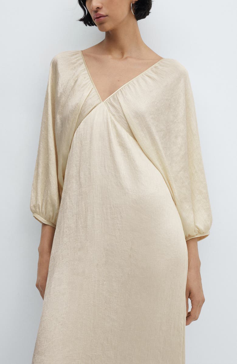 MANGO Deep V-Neck Satin Midi Dress, Alternate, color, 