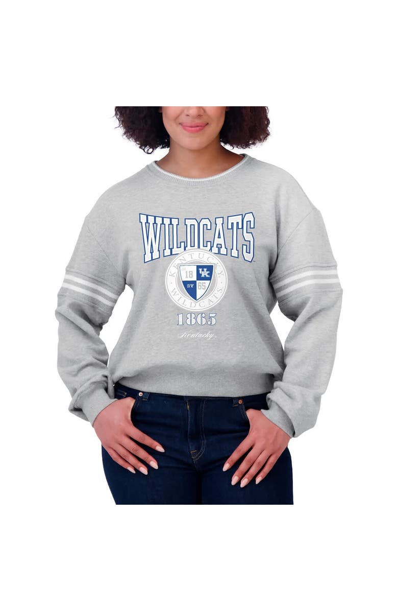 WEAR by Erin Andrews Women's WEAR by Erin Andrews Heather Gray Kentucky Wildcats Classic Stripe Pullover Sweater, Alternate, color, Heather Gray