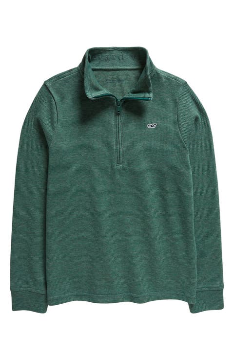 Kids' Saltwater Stripe Quarter Zip Sweatshirt (Big Kid)