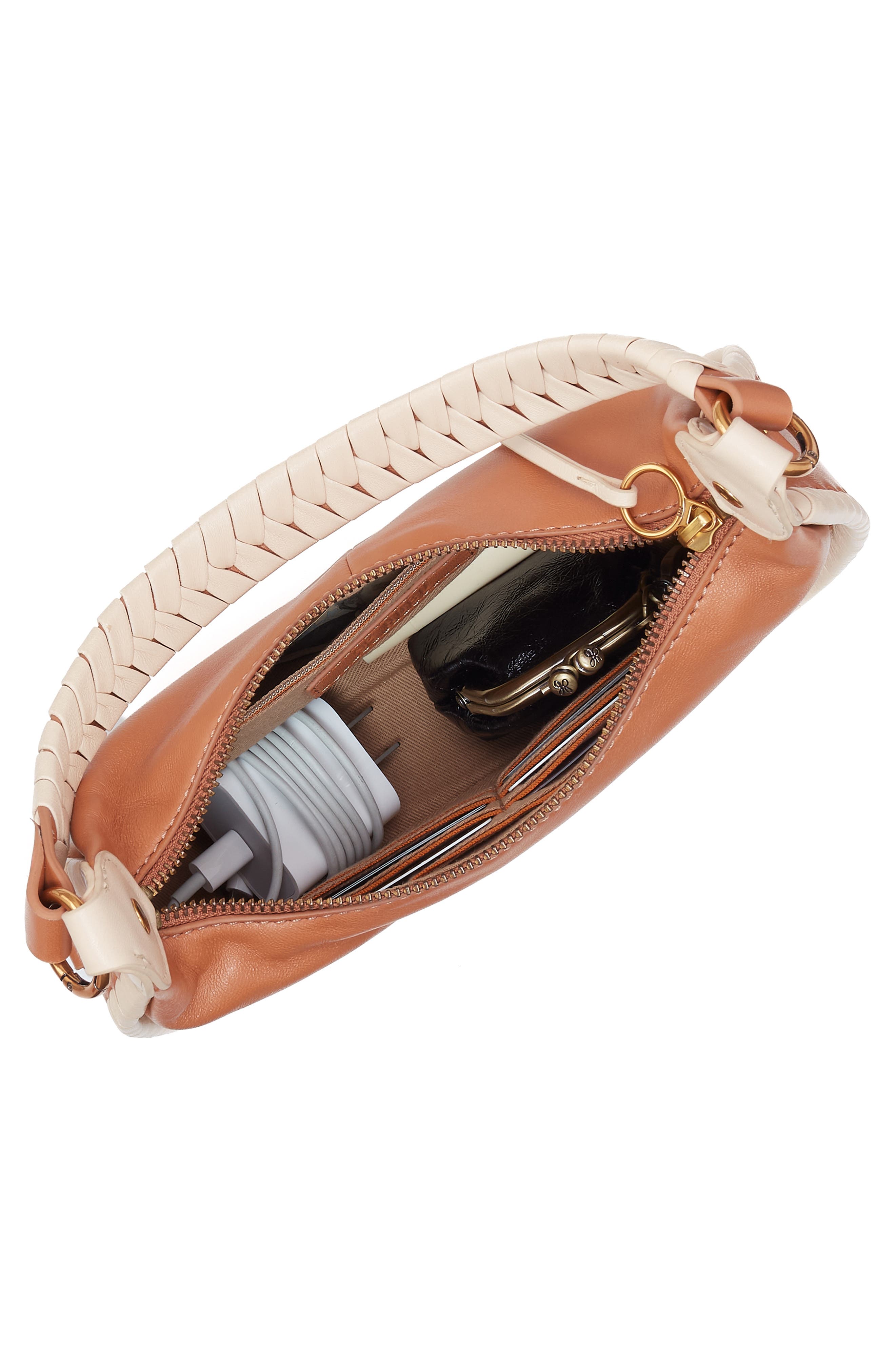 HOBO Small Mia Leather Crescent Hobo, Alternate, color, Warm Cashew