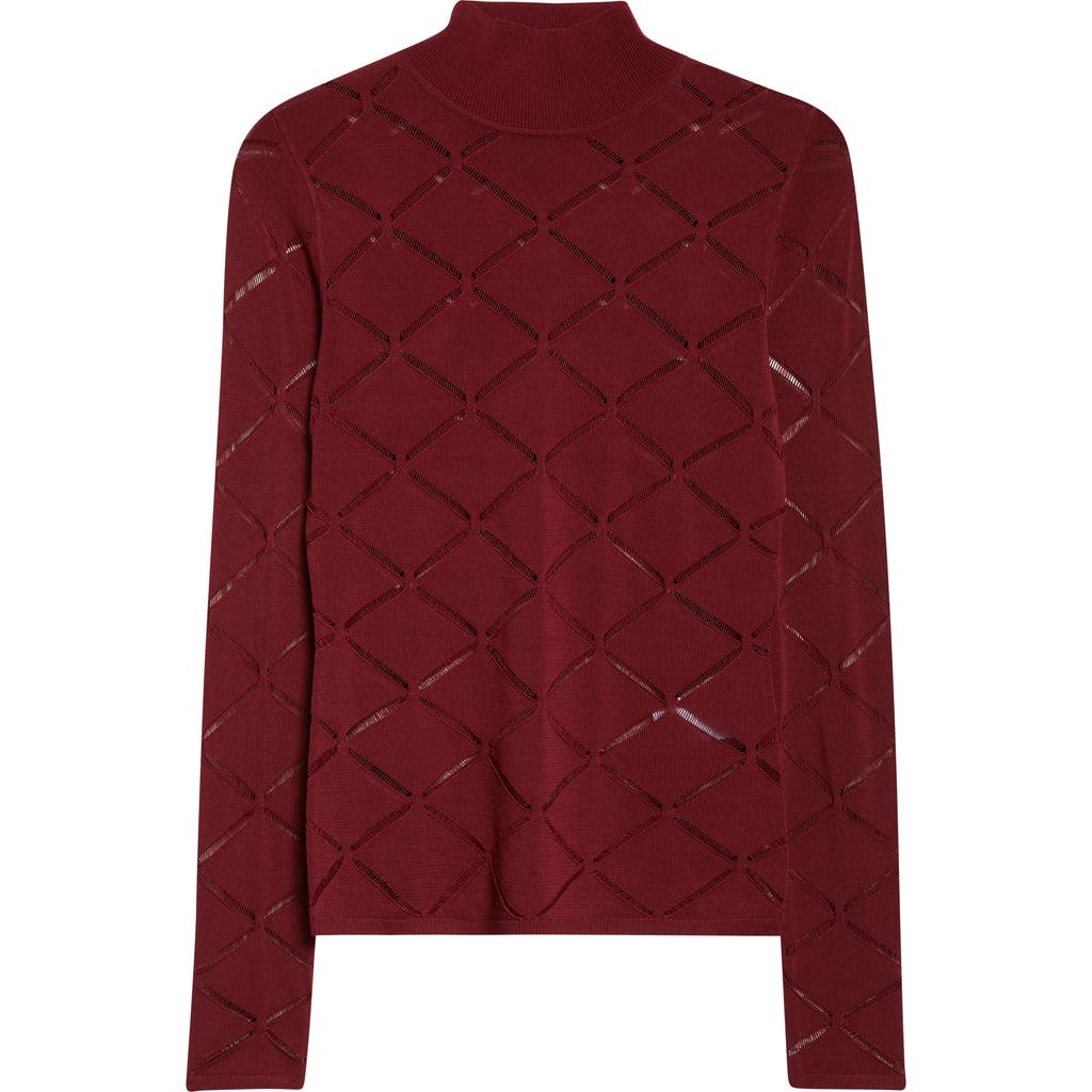 Reiss Serene Open Stitch Mock Neck Sweater In Red