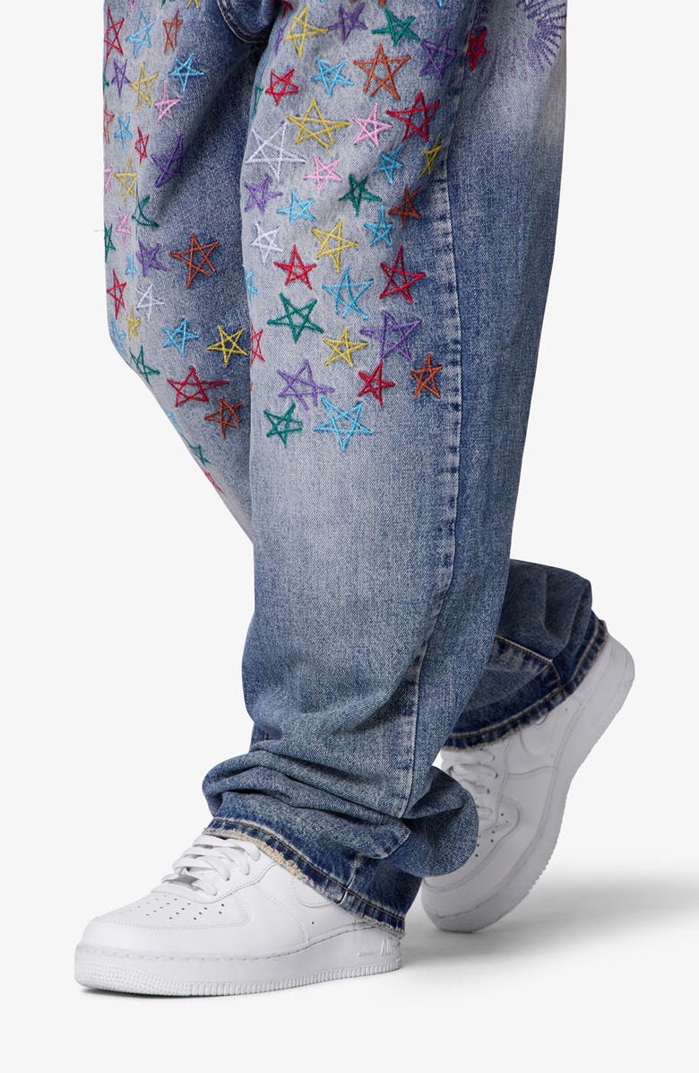 mnml Embroidered Star Ultra Baggy Jeans, Alternate, color, 