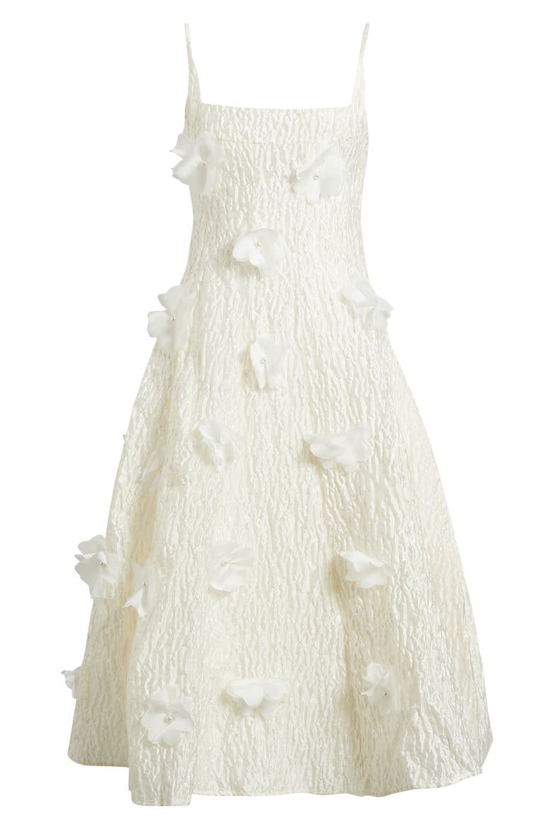 Petunia Bloom Sleeveless Satin Midi Dress, Alternate, color, WHITE