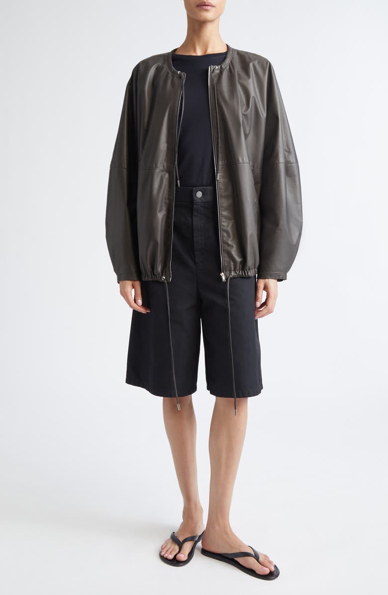 PARTOW Bond Drawstring Leather Jacket, Alternate, color, Charcoal