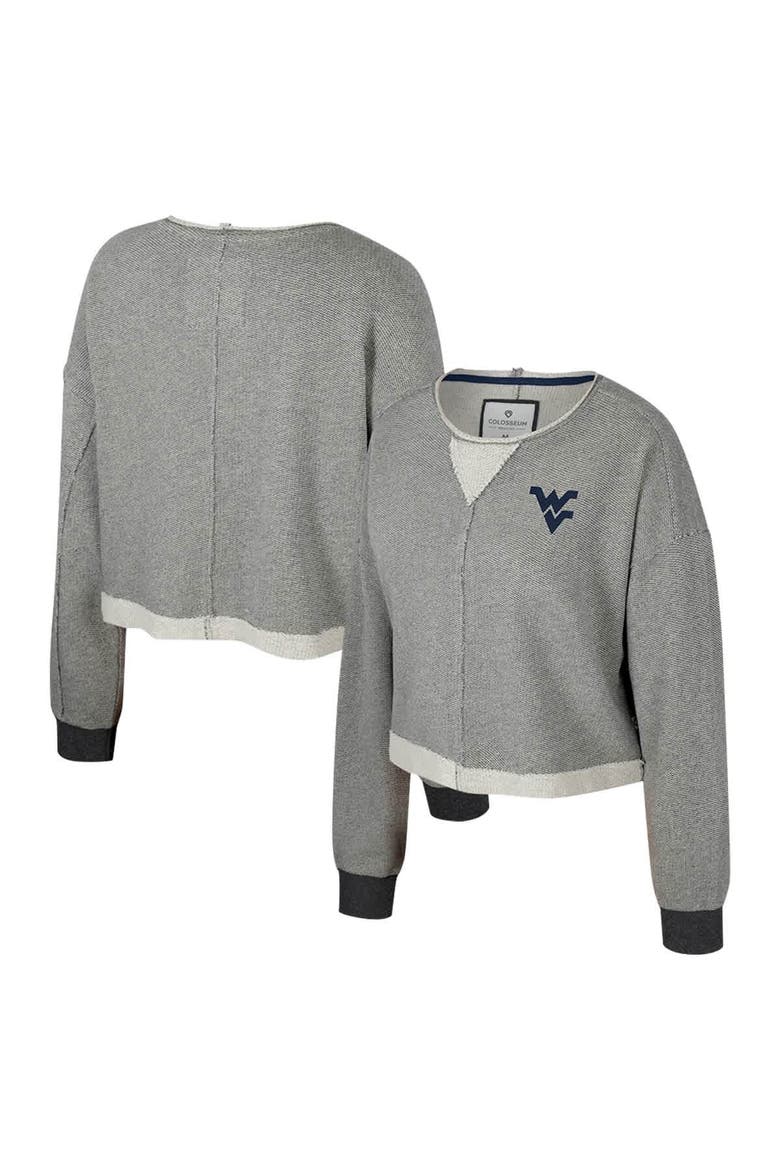 Women's Colosseum Charcoal West Virginia Mountaineers Magnum Scoop Neck Cropped Pullover Sweatshirt, Main, color, Charcoal