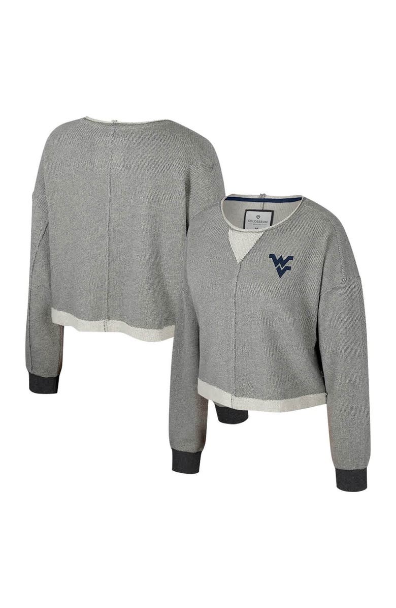 COLOSSEUM Women's Colosseum Charcoal West Virginia Mountaineers Magnum Scoop Neck Cropped Pullover Sweatshirt, Main, color, Charcoal