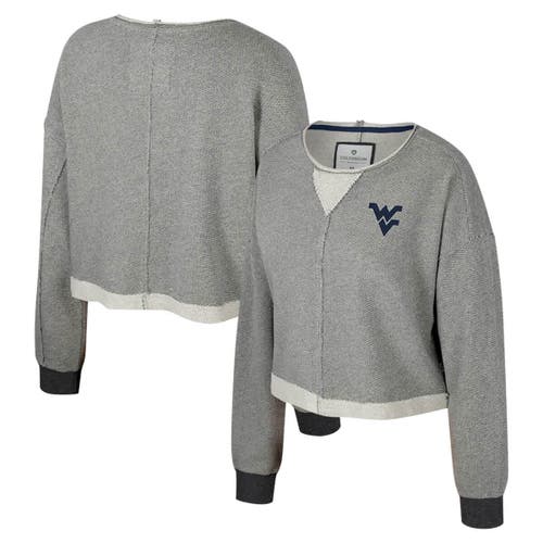 Colosseum Charcoal West Virginia Mountaineers Magnum Scoop Neck Cropped Pullover Sweatshirt