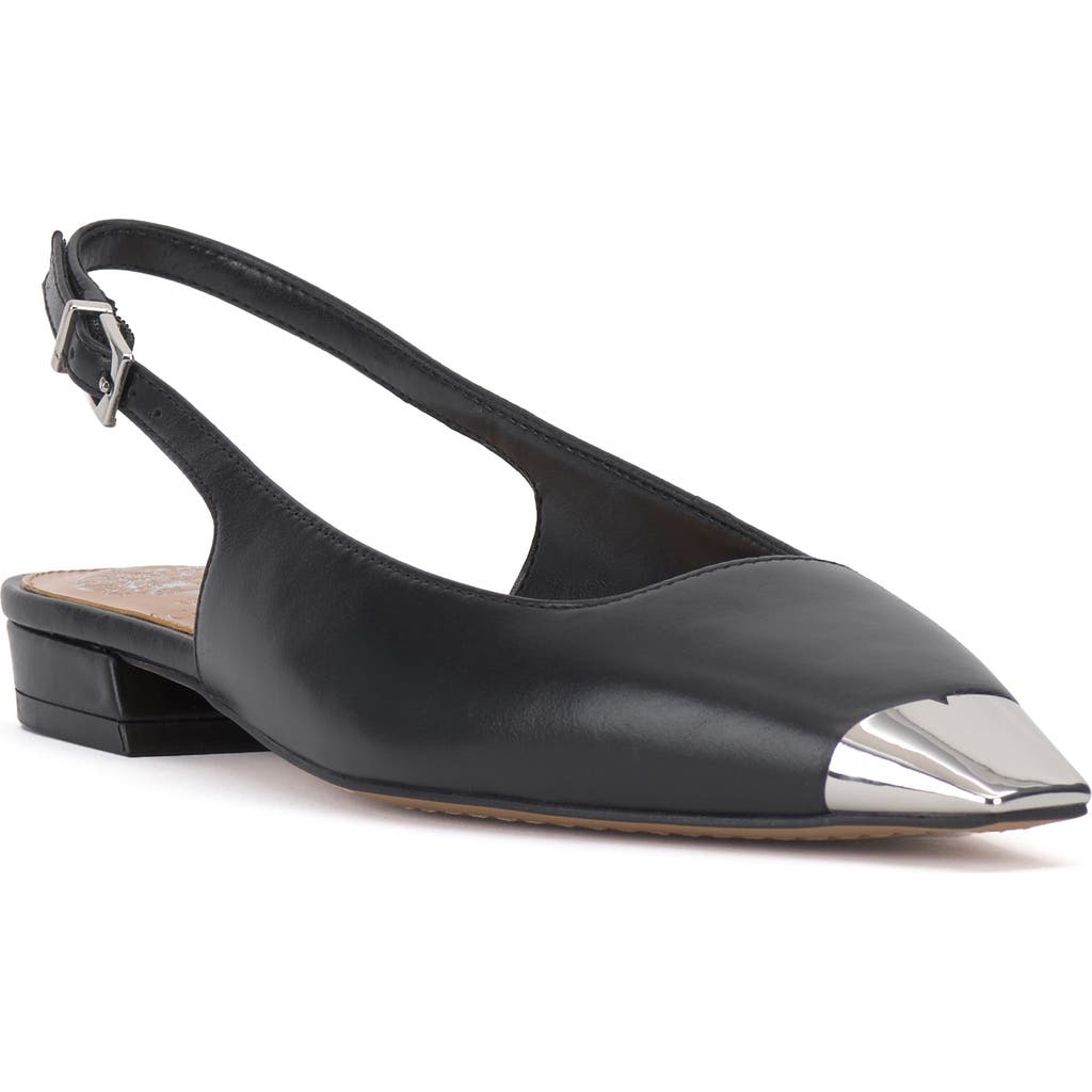 Vince Camuto Sellyn Cap Toe Slingback Flat In Black