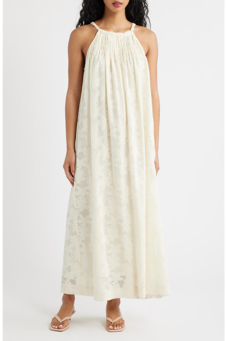cotton blend maxi dress Rosie silk and cotton-blend maxi dress - pink