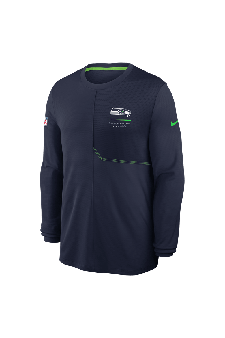 Men's Nike  College Navy Seattle Seahawks Sideline Coaches UV Dri-FIT Long Sleeve Shirt, Alternate, color, College Navy
