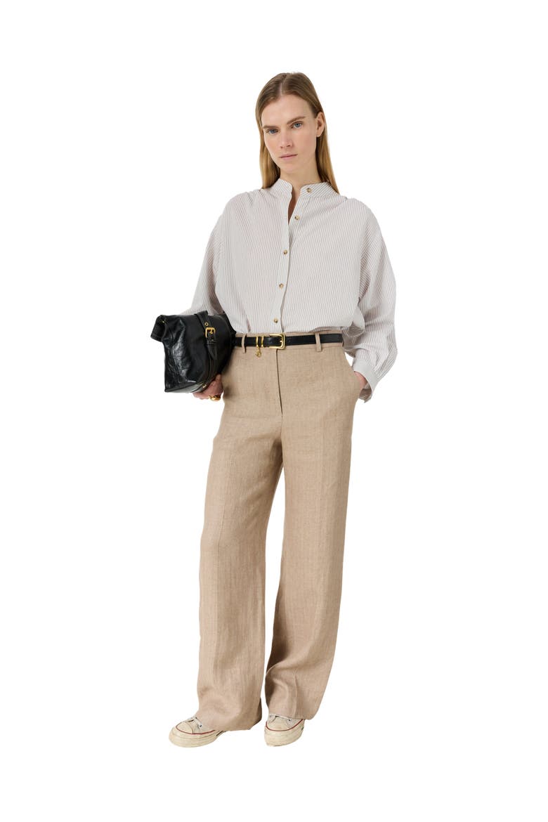 Abigail Wide Leg Linen Pants, Alternate, color, Sand