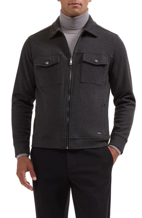 Houndstooth Full Zip Blouson Jacket