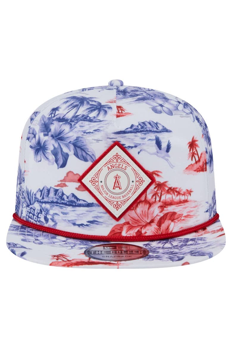 Men's New Era White Los Angeles Angels Printed Island Golfer Snapback Hat, Alternate, color, White