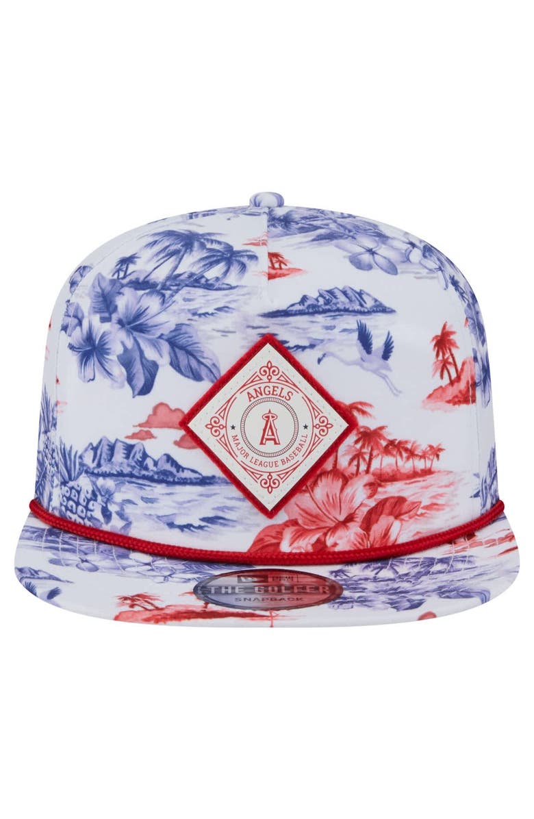 New Era Men's New Era White Los Angeles Angels Printed Island Golfer Snapback Hat, Alternate, color, White