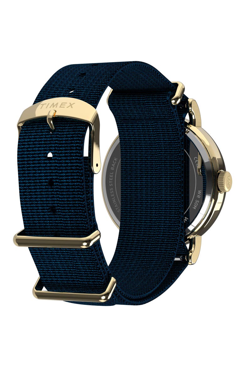 Harry Potter x Timex Weekender Butterbeer 40mm Fabric Strap Watch, Alternate, color, BLUE/ GOLD-TONE