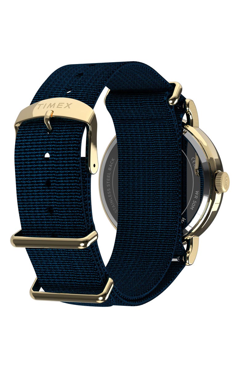 Timex<sup>®</sup> Harry Potter x Timex Weekender Butterbeer 40mm Fabric Strap Watch, Alternate, color, Blue/ Gold-Tone