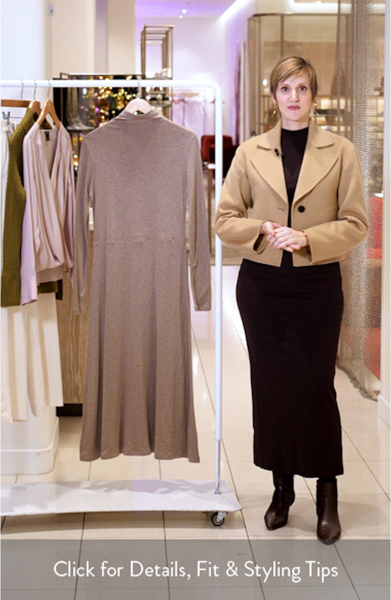 Funnel Neck Long Sleeve Jersey Midi Dress, sales video thumbnail