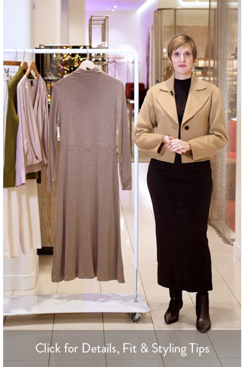 Funnel Neck Long Sleeve Jersey Midi Dress video