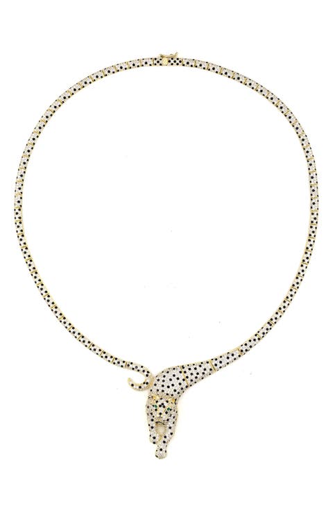 Pavé Cubic Zirconia Leopard Collar Necklace