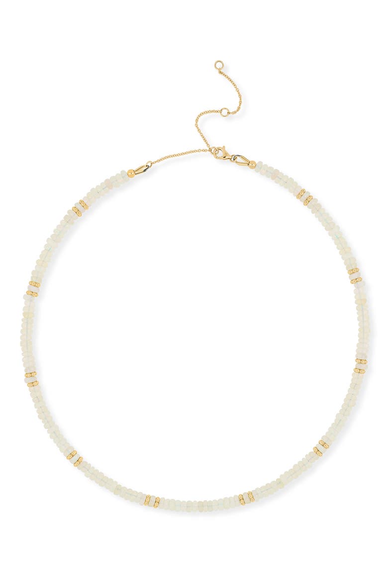 14K Gold Iris White Opal Beaded Necklace, Main, color, 18KY GOLD