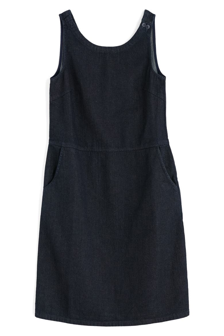 Salt Weave Denim Pinafore Dress, Alternate, color, DARK WASH