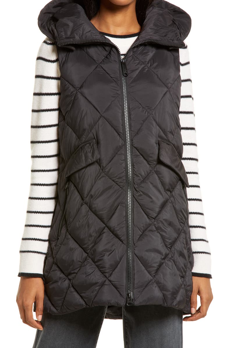 Sam Edelman Quilted Water Repellent Hooded Vest, Alternate, color, 