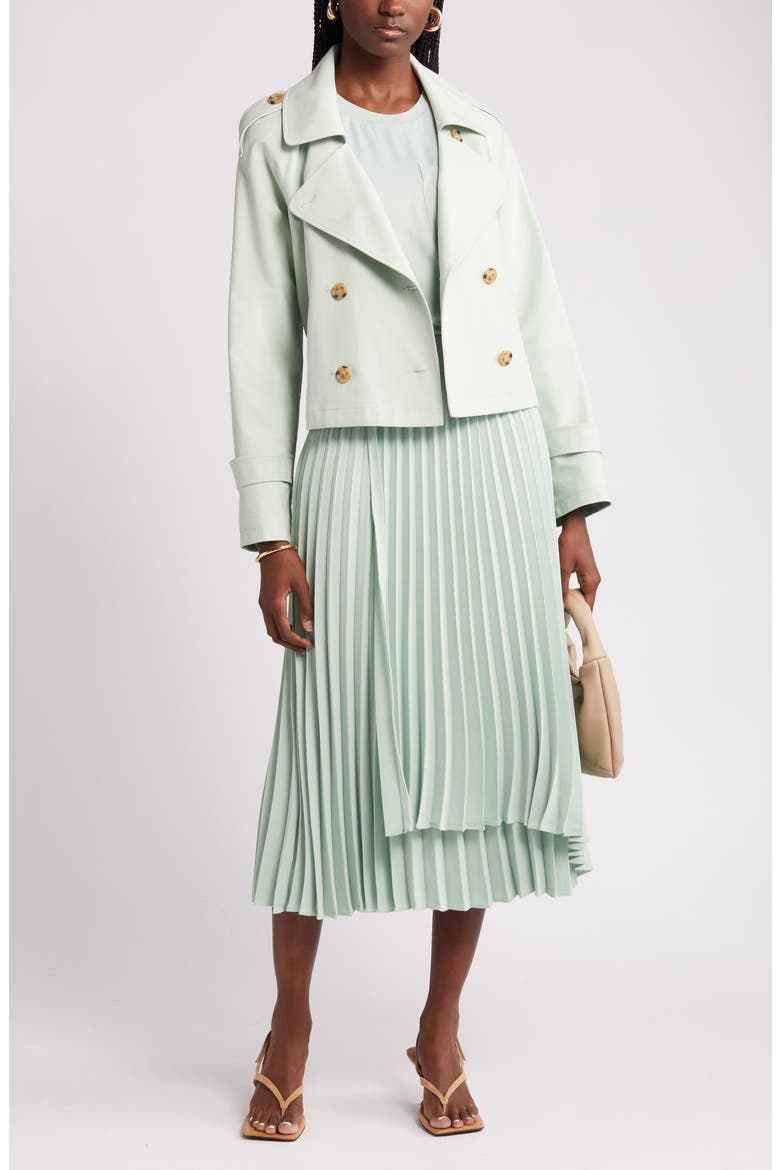 Pleated Asymmetric Hem Midi Skirt, Alternate, color, GREEN FONDANT