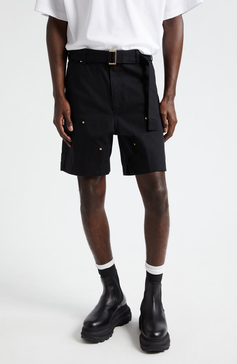 Sacai Carhartt WIP Belted Cotton Canvas Shorts, Main, color,