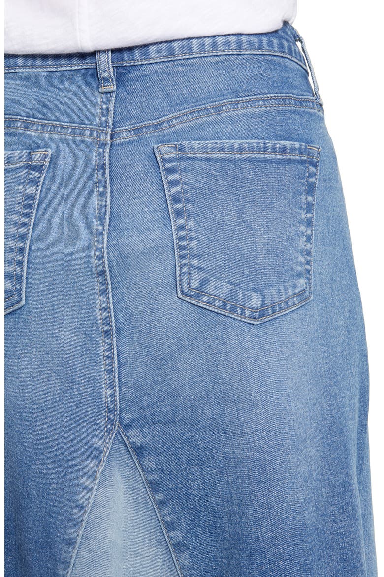 Pieced Denim Midi Skirt, Alternate, color, TWO TONE SKY