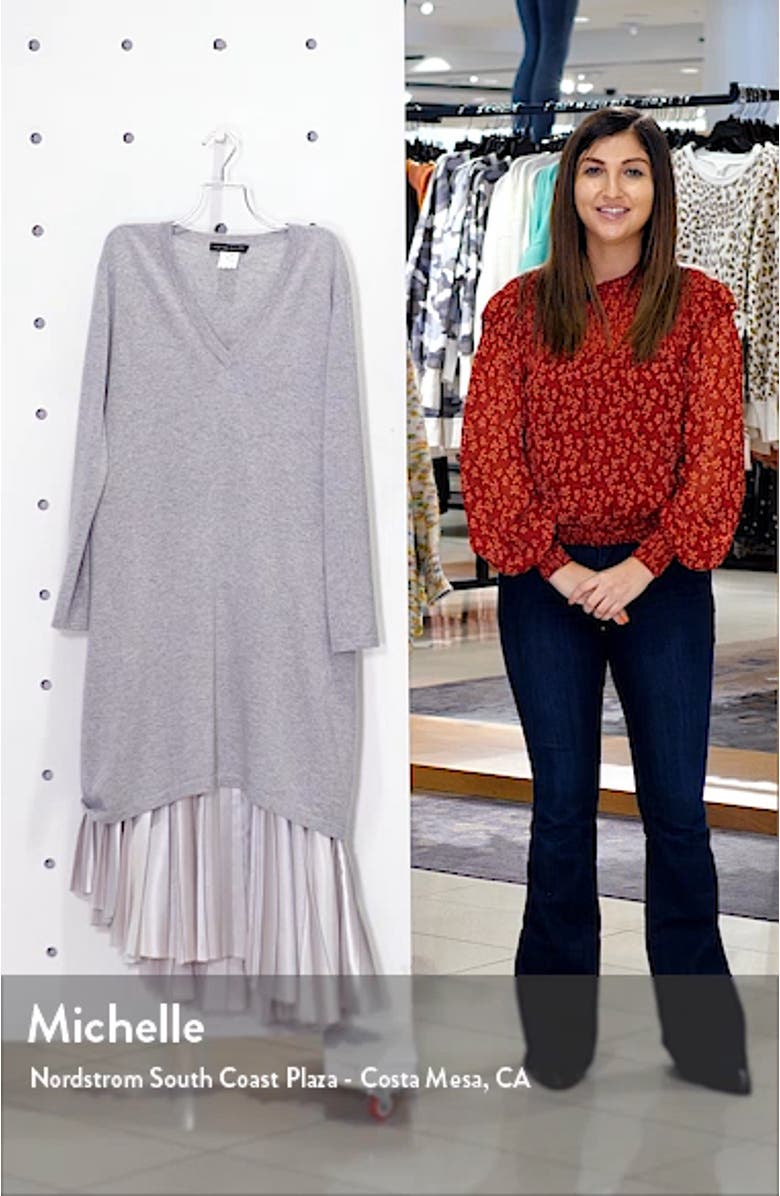 Long Sleeve Cashmere Sweater & Satin Two-Piece Dress, sales video thumbnail