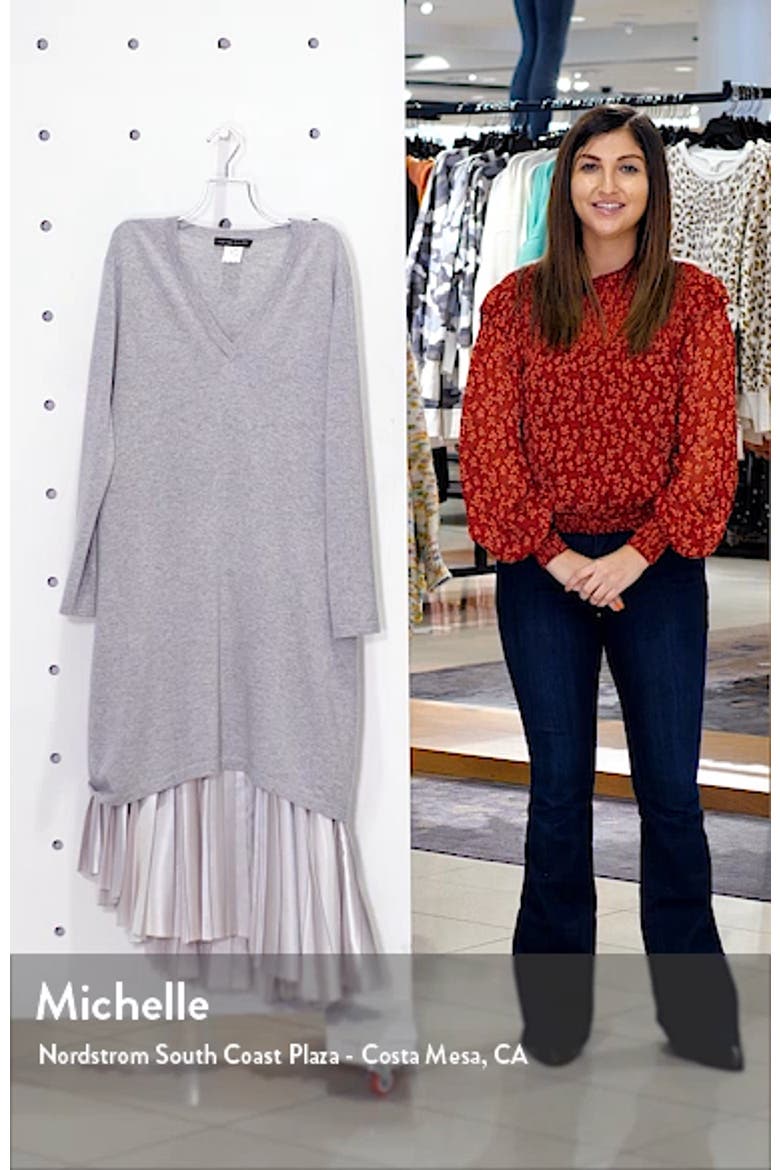 Long Sleeve Cashmere Sweater & Satin Two-Piece Dress video