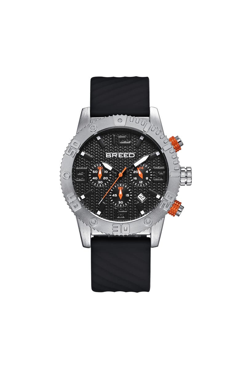 BREED Double Agent Chronograph Watch with Date, Main, color, Silver/Black