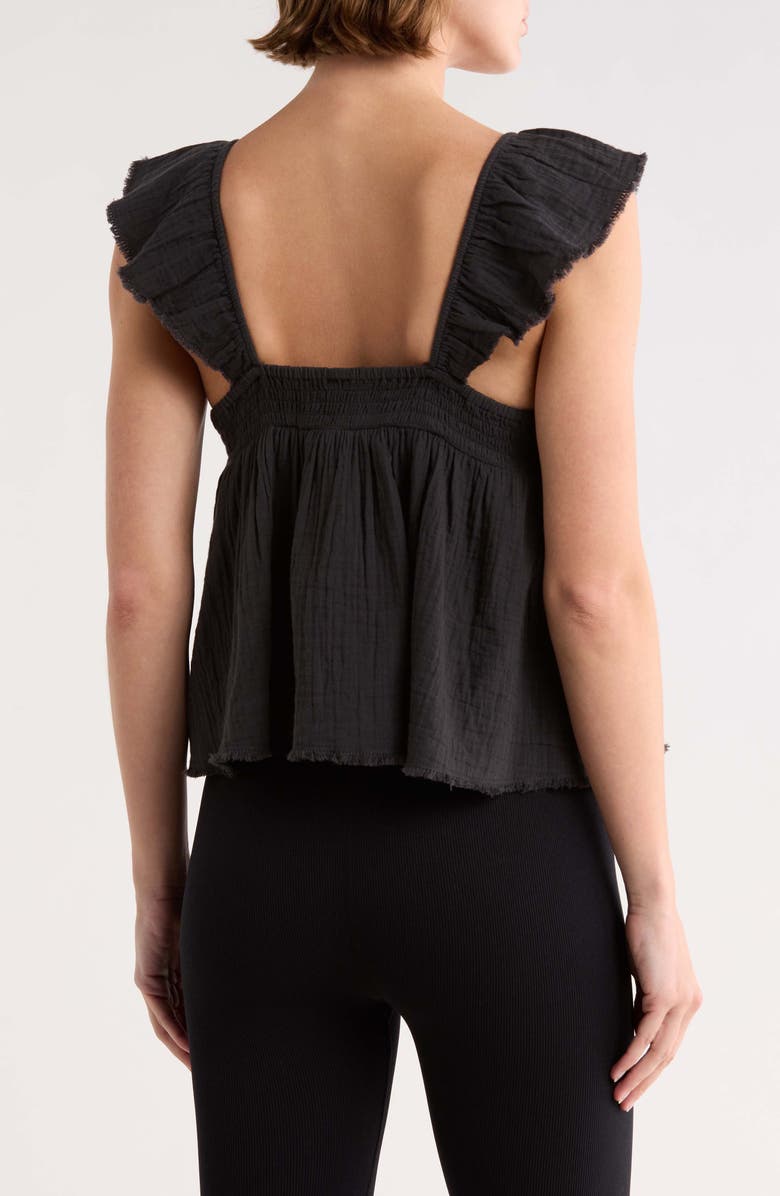 Abound Cotton Gauze Flutter Sleeve Babydoll Top, Alternate, color, Black