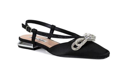 Lady Couture Rhinestone Bow Flat Slingback Sandal In Black