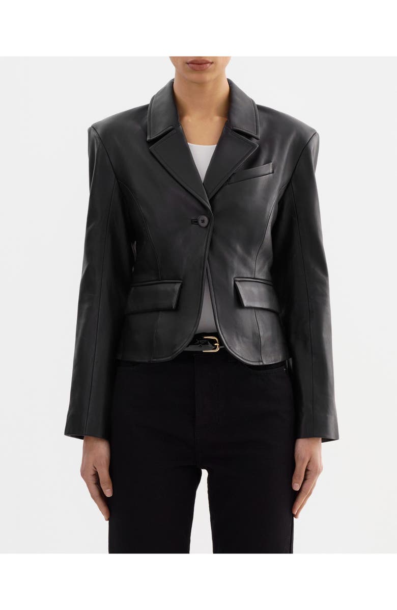 LAMARQUE Valentina| Micro Leather Blazer, Main, color, Black