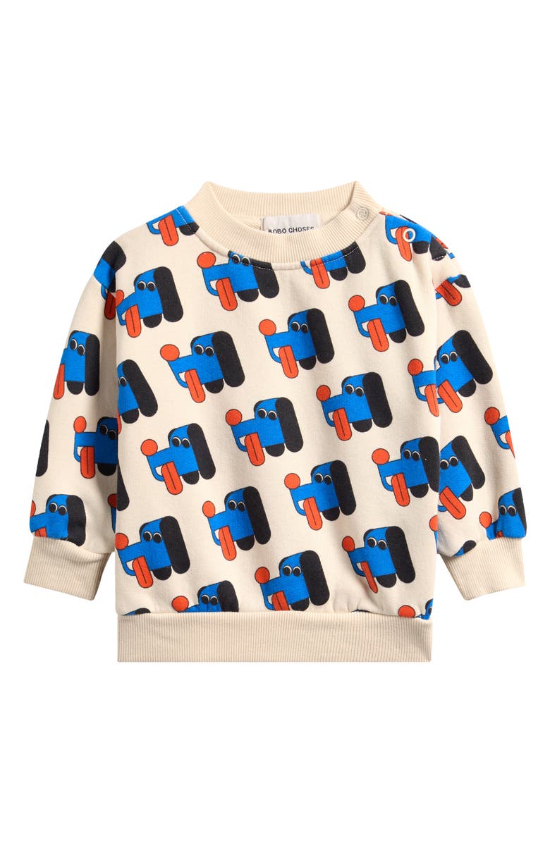 Bobo Choses Doggy Mate Print Organic Cotton Sweatshirt, Main, color, Off White
