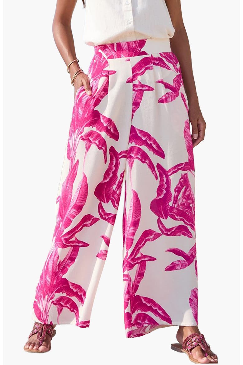 Tropical Print Wide Leg Pants, Main, color, Ivory Pink