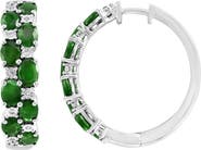 EFFY Sterling Silver Gemstone & Diamond Hoop Earrings
