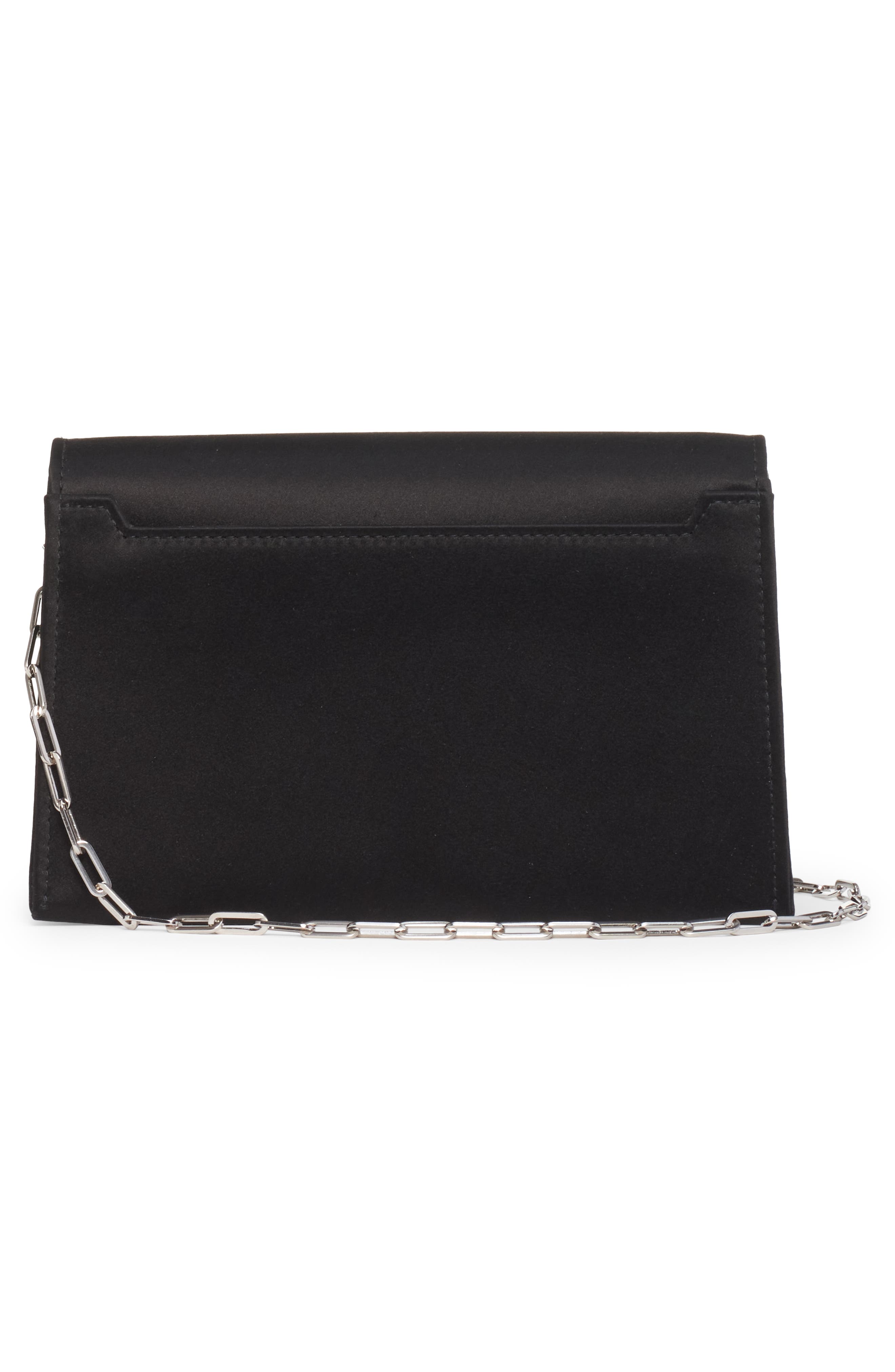 Disco Satin Clutch, Alternate, color, BLACK