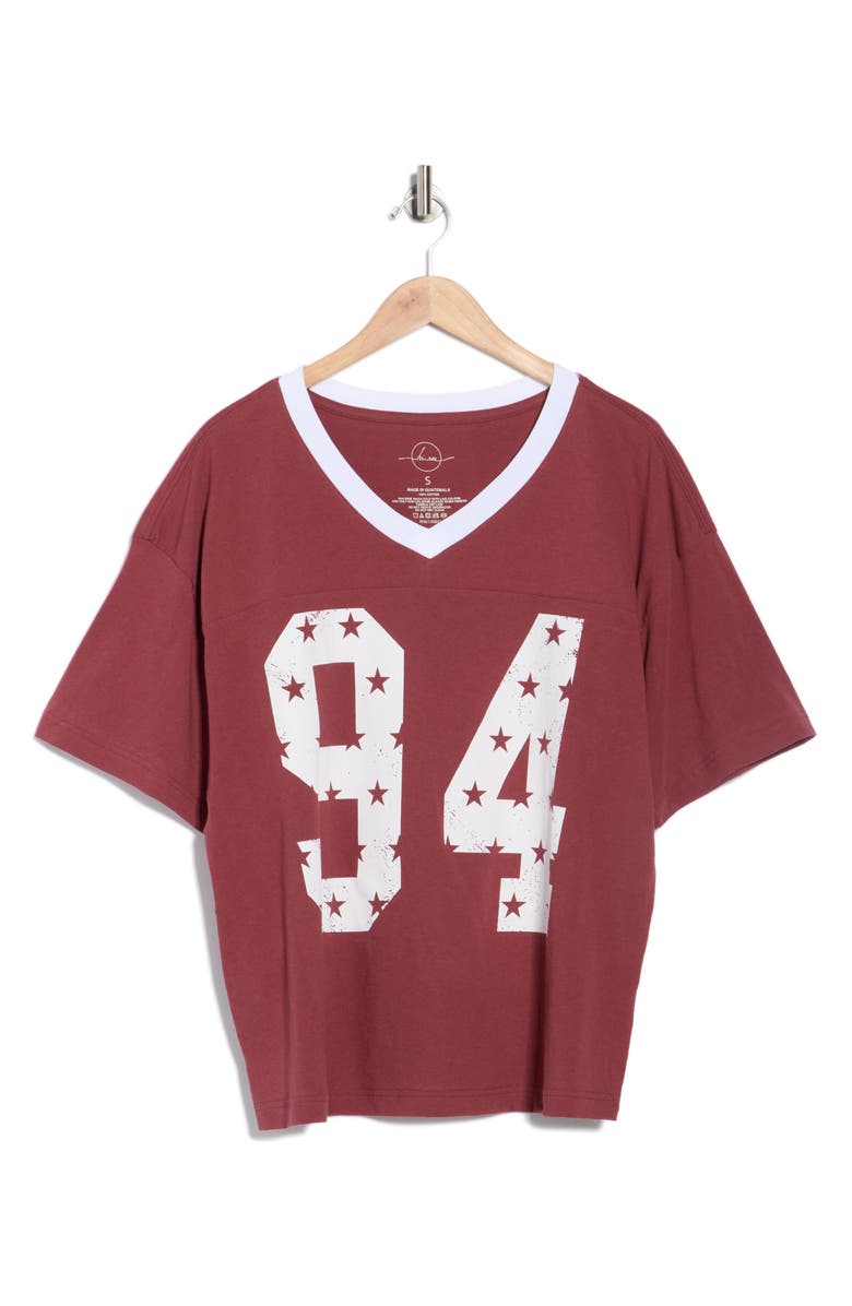 Hi Res 94 Stars Jersey T-Shirt, Alternate, color, Bright White/ Oxblood Red